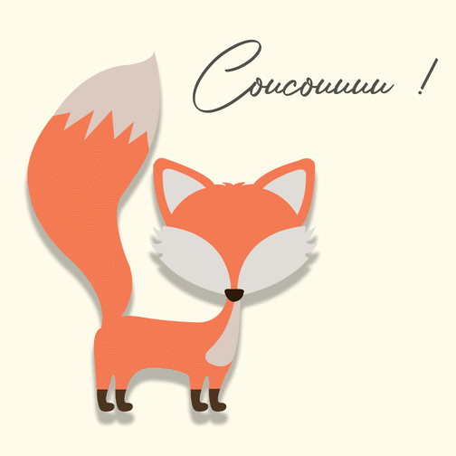 Carte Coucou petit renard minimaliste Carte pour dire bonjour