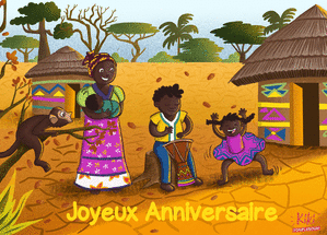 Carte Joyeux anniversaire village africain Carte anniversaire enfant