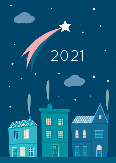 Carte bonne année 2022 et étoile filante Carte de voeux 2022