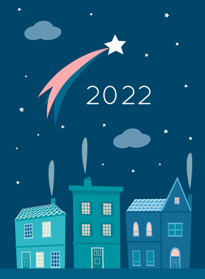 Carte Bonne année 2022 et étoile filante Carte de voeux 2022 