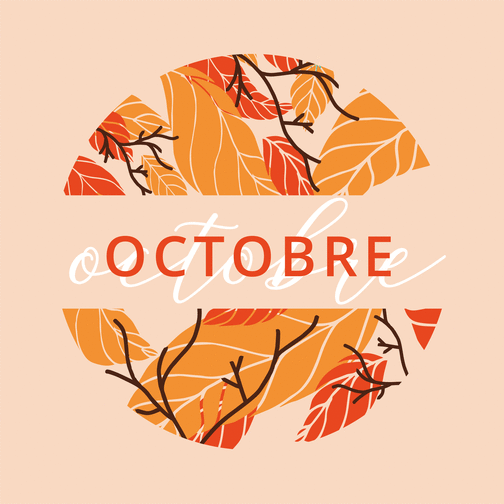 Carte En octobre et feuilles d`automne beige Carte d'octobre