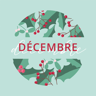 Carte En Décembre avec du houx vert Carte de décembre