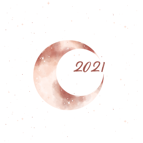 Carte de voeux de la lune et douceur Carte de voeux originale pour 2021