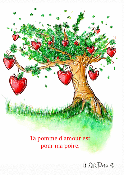 Carte Ta pomme d`amour est pour ma poire Carte saint valentin