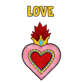 Carte Love et coeur totem jaune Carte avec coeurs