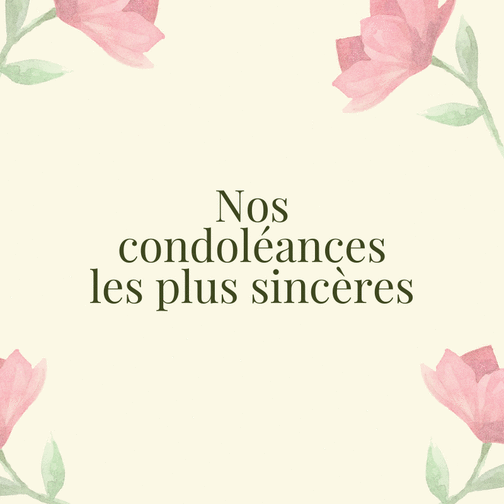 Carte Condoléances sincères sobres et élégantes Carte condoléances fleurs