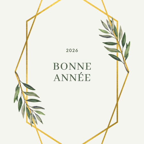 Carte Voeux dorés et végétaux pour 2026 Carte de voeux 2026