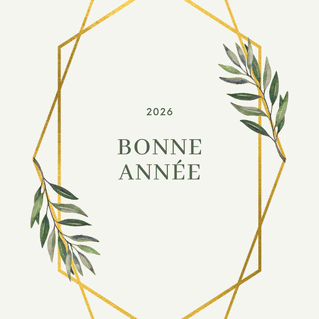 Carte Voeux dorés et végétaux pour 2026 Carte de voeux 2026