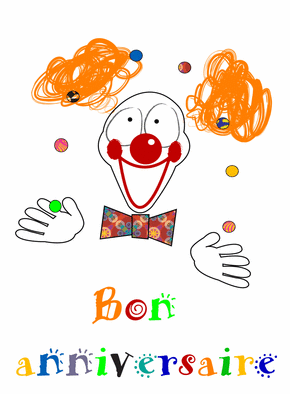 Carte Clown jonglage anniversaire Carte anniversaire enfant