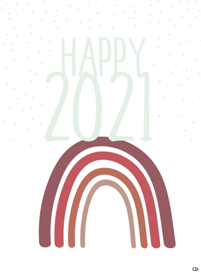 Carte Happy nouvelle année 2022 sur un arc-en-ciel Carte de voeux originale pour 2022