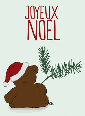 Carte Joyeux Noël petit ourson Carte de Noël enfant