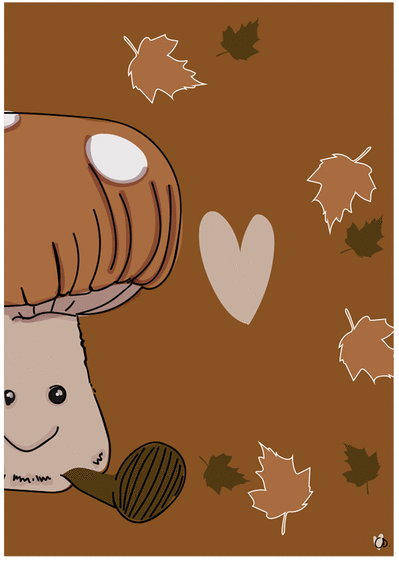 Carte Petit champignon amoureux Carte d'octobre
