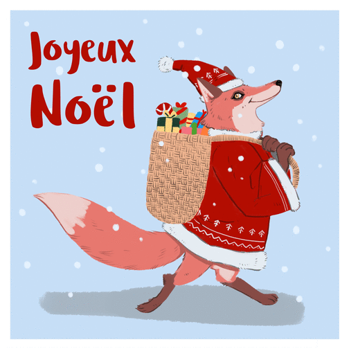 Carte Le renard de Noël Carte de Noël humour
