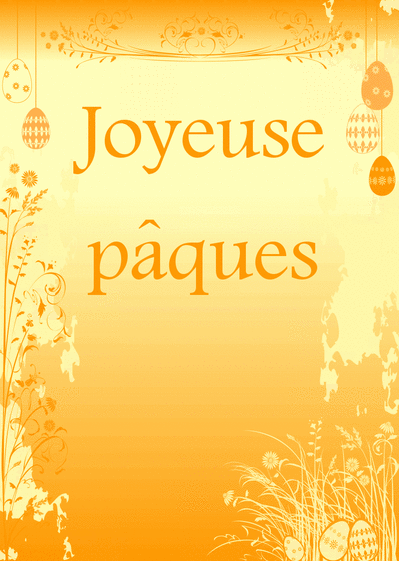 Carte Joyeuse paques orange Carte de Pâques