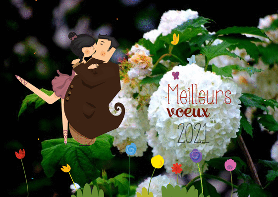 Carte Une nouvelle année pleine d`amour Carte de voeux 2021 avec des fleurs