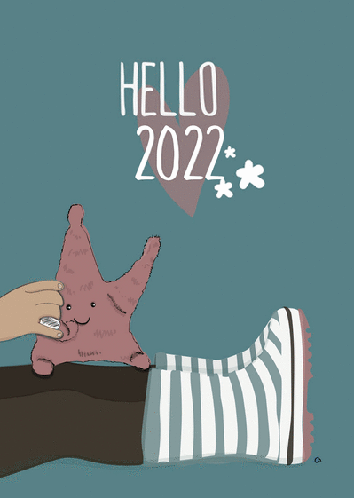 Carte Hello la nouvelle année Carte de voeux 2022 
