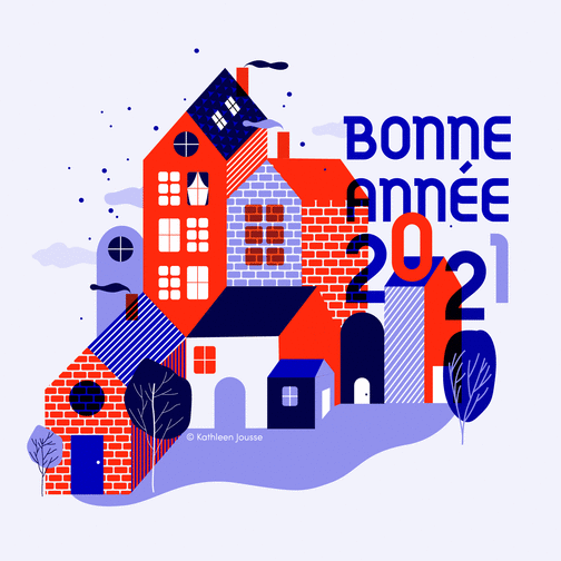 Carte Bonne année et jolies maisons Carte de voeux 2021