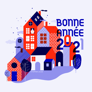 Carte Bonne année et jolies maisons Carte de voeux 2021