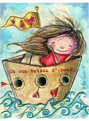 Carte Oh mon bateau d`amour Carte St Valentin originale
