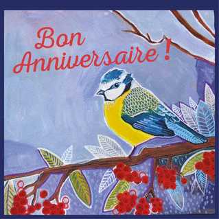 Carte Joyeux anniversaire oiseau la Mésange Bleue Carte anniversaire animaux
