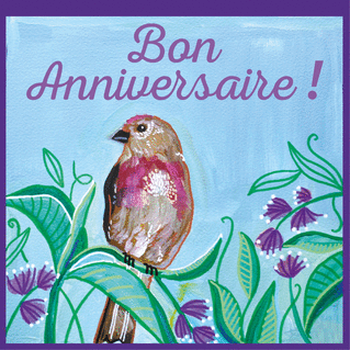 Carte Bon anniversaire oiseau la Linotte Mélodieuse Carte anniversaire animaux