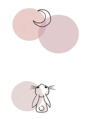 Carte Petit lapin qui regarde une lune rosée Carte d'annonce de grossesse