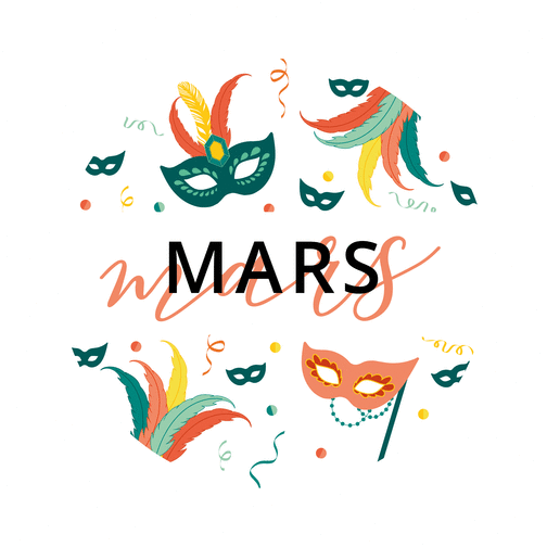 Carte Mars masqué blanc Carte de mars