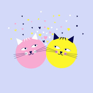 Carte Deux petit chats amoureux Carte Saint-Valentin mignonne