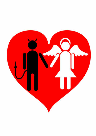 Carte Ange et demon amoureux Carte Saint Valentin humour