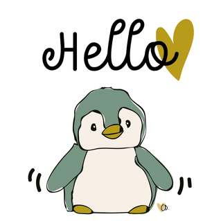Carte Hello et petit pingouin Carte pour dire bonjour