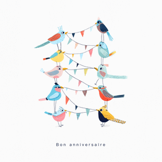 Carte Bon anniversaire et oiseaux colorés Carte anniversaire animaux