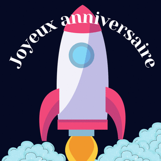 Carte Joyeux anniversaire dans une fusée Carte anniversaire enfant