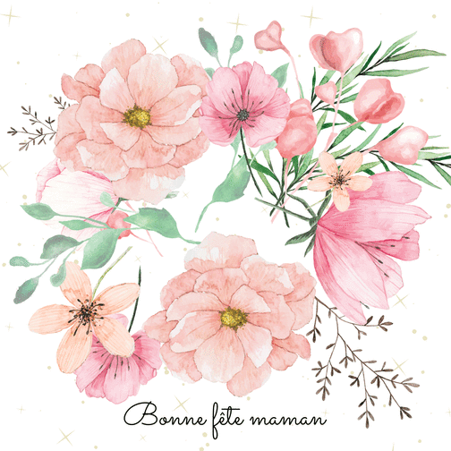 Carte Bonne fête maman et fleur pastelle Carte bonne fête maman personnalisée
