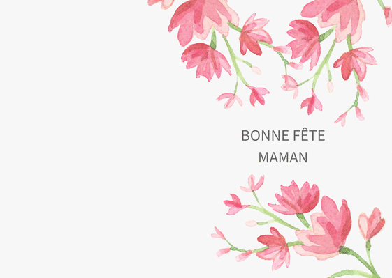 Carte Bonne fête maman et fleurs à l`aquarelle Carte bonne fête maman personnalisée