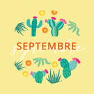 Septembre et motifs cactus jaune