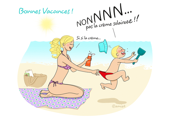 Carte La crème solaire Carte postale d'août et vacances