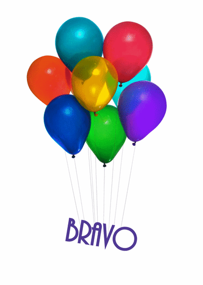 Carte Bravo sous des ballons Carte félicitation