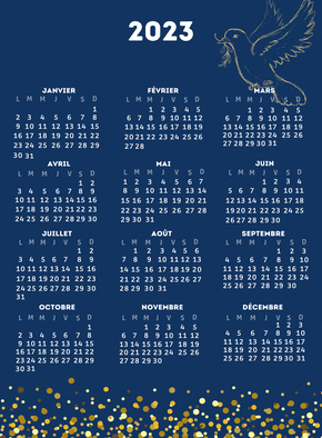 Carte Calendrier 2023 colombe Carte calendrier 2023