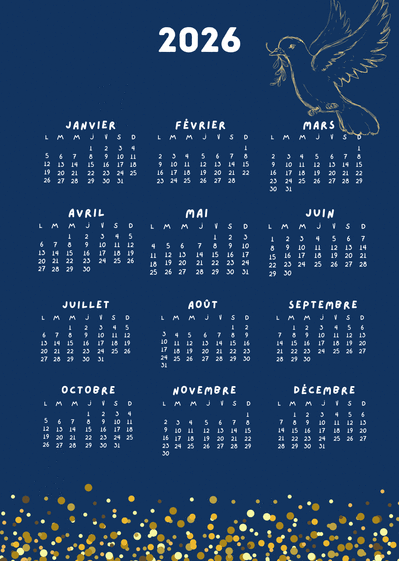Carte Calendrier 2026 avec oiseaux en vol élégant Carte calendrier 2026