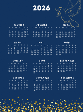 Carte Calendrier 2026 avec oiseaux en vol élégant Carte calendrier 2026