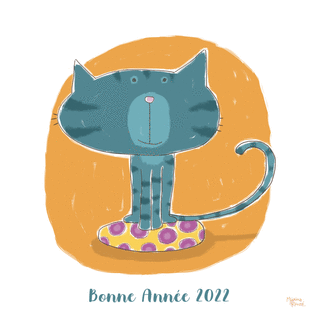 Carte Bonne année petit chat tigré Carte de voeux 2022 chat mignon