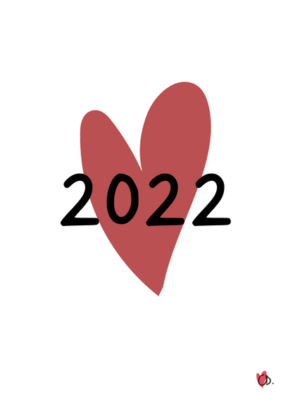 Carte Un gros coeur rouge pour la nouvelle année Carte de voeux tendance 2022