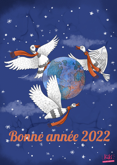 Carte Bonne année et oies qui volent Carte de voeux Nature 2022