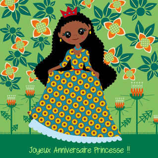 Carte Joyeux anniversaire petite princesse africaine Carte anniversaire enfant