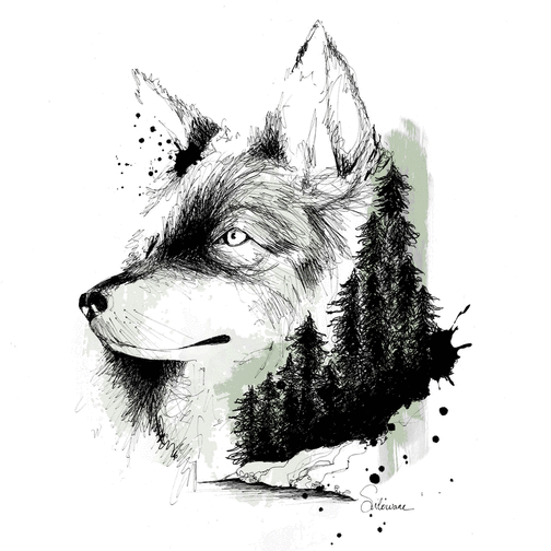 Carte Portrait de loup Carte d'animaux