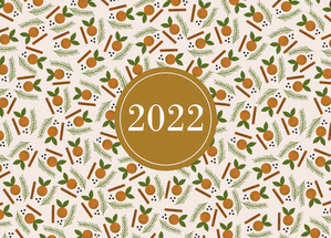 Carte Bonne année 2022 et motif d`oranges Carte de voeux classique 2022