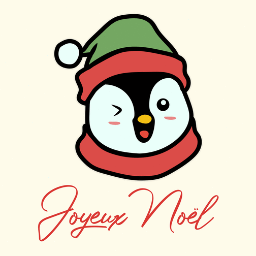 Carte Joyeux Noël petit pingouin Carte de Noël enfant