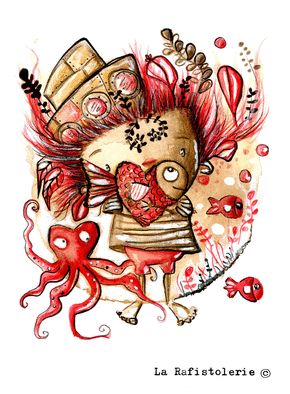 Carte Amour ambiance océanique Carte St Valentin originale