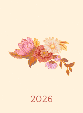Carte Fleurs éclatantes pour un 2026 radieux Carte de voeux 2026 avec des fleurs