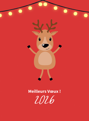 Carte Renne réjouissant pour des vœux 2026 amusants Carte de voeux 2026 animaux rigolos